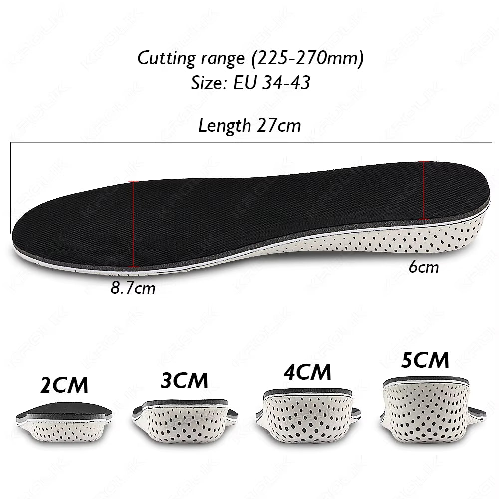Invisible Height Increase Insoles EVA Memory Foam Men Women Shoe Insole Heel Lifting 2/3/4/5CM Taller Cushion Heighten Shoe Pad